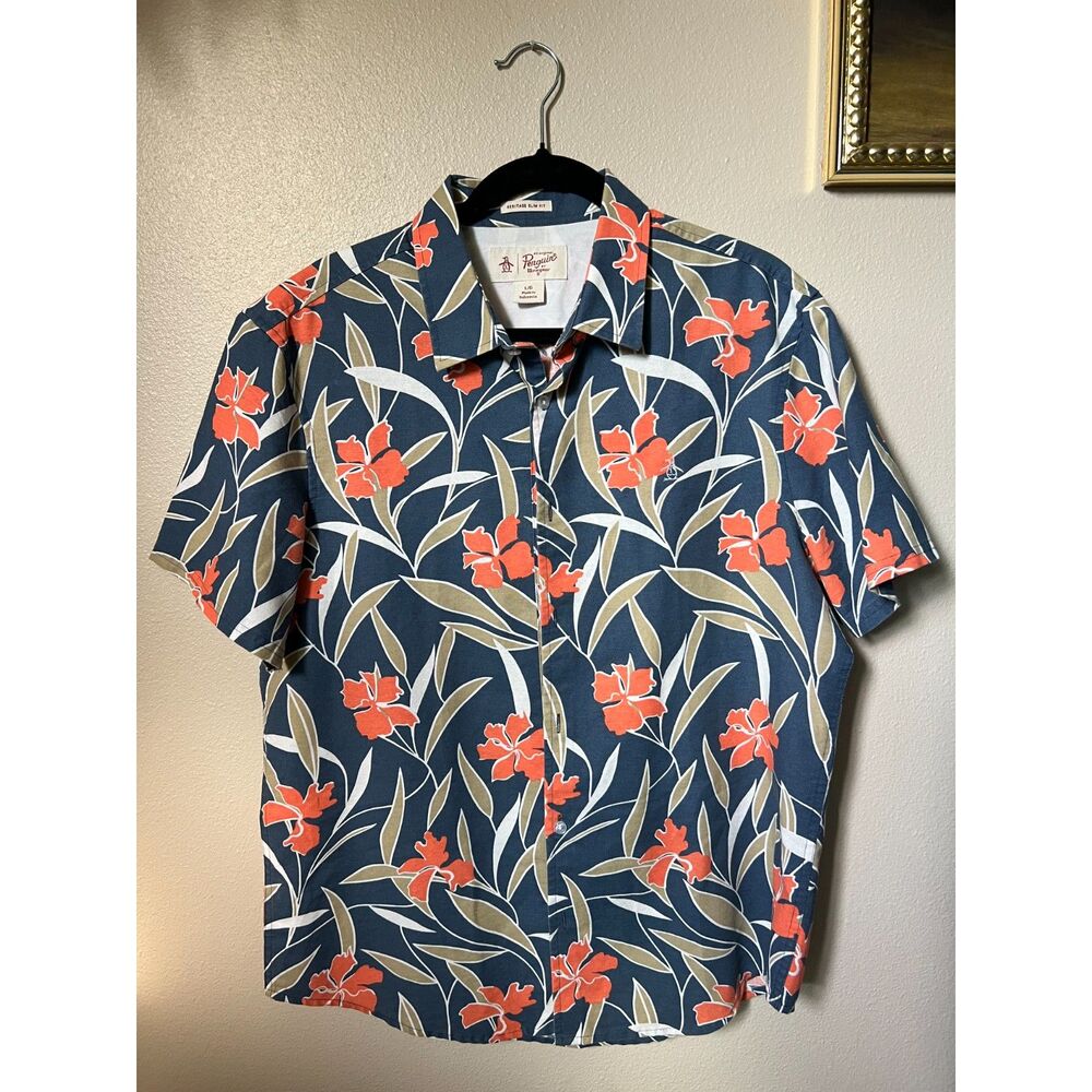 Penguin Floral Button Up
